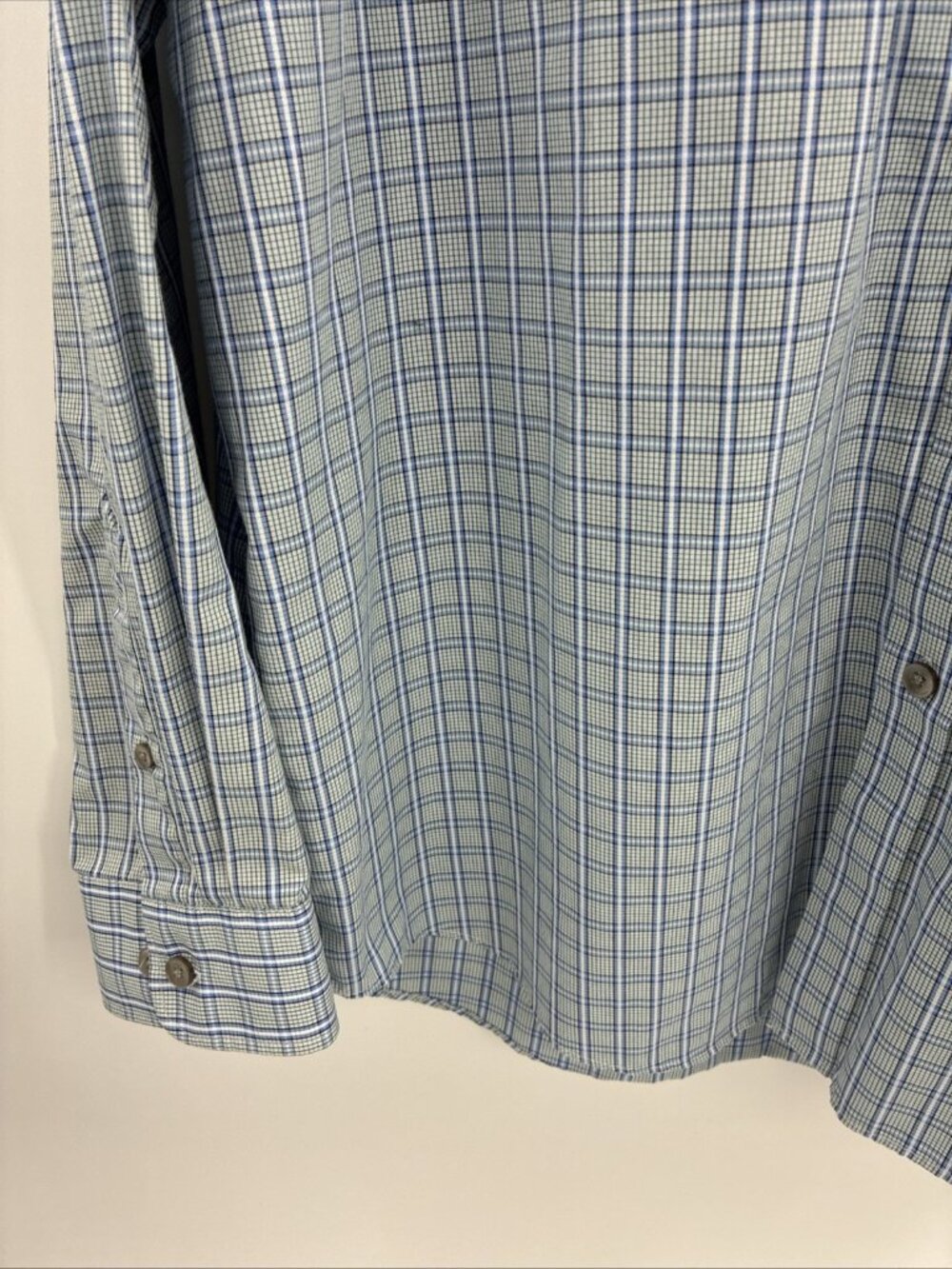 Van Heusen Mens Button Down Shirt Blue Plaid Cotton Dress Shirt L 16 16.5 - Picture 2 of 6